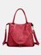 Women Retro PU Leather Multi-pocket Handbag Shoulder Bag - Red