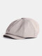 Unisex Solid British Style Retro Cowboy Hat Octagonal Hat Flat Hat - Gray