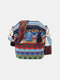 Women Geometric Ethnic Tassel Embroidered Crossbody Bag Bucket Bag - Light Blue