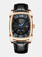 11 cores PU masculino liga vintage Watch luminoso decorado ponteiro calendário quartzo Watch - Caixa ouro rosa mostrador preto 