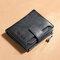Men Genuine Leather RFID Anti-theft SIM Card Slot Multi-card Slots Large Capacity Foldable Card Holder Wallet - Dark Blue