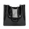 Women Solid Large Capacity Leisure Handbag Faux Leather Shoulder Tote Bag - Black