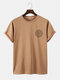 Mens Geometric Circle Chest Print Daily Short Sleeve T-Shirts - Coffee