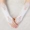 Women Bridal Wedding Dress Fingerless Embroidered Gloves - White