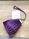 Women Canvas Fold Pleated Patchwork Shoulder Bag Crossbody Bag - Purple