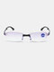 Men Resin Frameless Rectangular Smart Zoom Folding Anti-Blue-ray Reading Glasses - #01