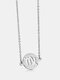 1 Pcs Titanium Steel Zodiac Constellation Round Shape Pendant Necklace - #08