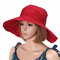 Women Summer Foldable Anti-UV Protective Beach Sun Hat Outdoor Driving Wide Brim Visor Cap - Wine Red