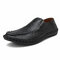 Large Size Men Hand Stitching Soft Slip Ons Casual Loafers - Black