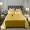 3Pcs Ice Silk Embroidered Bed Sheet Washable Solid Color Seamless Silk Sheet - Yellow