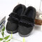 Furry Suede Slip On Keep Warm Home Flat Shoes - Black