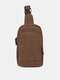 Menico Men PU Leather Vintage Waterproof Outdoor Chest Bag Large Capacity Casual Shoulder Bag Zipper Design Crossbody Bag - Coffee