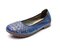 Socofy Leather Breathable Soft Comfortable Round Toe Casual Flats - sapphire