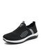 Women Sport Knitted Fabric Breathable Comfy Slip On Running Shoes - Black
