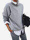 Solid Color Long Sleeve Sweater For Women - Grey