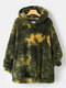 Tie-dyed Print Long Sleeves Hooded Pockets Casual Hoodies For Women - Green