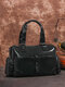Men Vintage Black PU Leather 14 Inch Laptop Briefcases Messenger Bag Handbag Crossbody Bag - Black