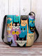 Women Colorful Cats Pattern Prints Crossbody Bag Shoulder Bag - Blue