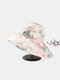 Women Dacron Overlay Calico Print Button Decoration Big Brim Breathable Sunshade Foldable Bucket Hat - Pink