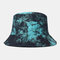 Men Double-sided Tie-dye Cotton Outdoor Sunscreen Sun Hat Bucket Hat - Lake Blue