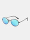 Unisex Alloy Oval Full Frame Polarized UV Protection Fashion All-match Sunglasses - Black frame/Blue