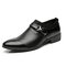 Large Size Men Stylish Cap Toe Slip On Business Formal Dress Shoes - Black