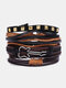 4 Pcs Multi-Layer Leather Men Bracelet Set Hand-Woven Tree Letter Women Beaded Bracelet - #20