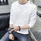 Men's Long-sleeved T-shirt Fake Two Round Neck Casual Cotton Bottoming Shirt - White