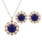 Elegant Jewelry Set Flower Opal Rhinestone Necklace Earrings Set - Blue