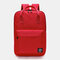 Women Waterproof Large Capacity Solid Backpack School Bag - Red