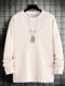 Mens Contrast Patchwork Waffle Knit Casual Long Sleeve T-Shirts - Apricot