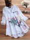 Patchwork estampado vintage Plus blusa feminina tamanho - Off white