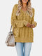 Solid Color Long Sleeve V-neck Jacquard Sweater For Women - Yellow
