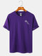 Mens Rose Chest Print Short Sleeve 100% Cotton T-Shirt - Purple