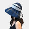 Sun Hat Covering Face Folding Empty Top Hat Cycling Big Eaves - Navy