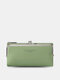 Bolsa feminina couro artificial elegante de grande capacidade com vários slots para cartão Design - Verde