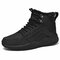 Men Warm Plush Lining Zipped Inside Non Slip Casual Ankle Boots - Black