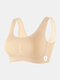 Plus Size Women Daisy Print Seamless Breathable Wireless Sleep Bras Lingerie - Nude1
