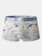Mens Breathable Sexy Cartoon Print Underwear With Mesh Pouch Boxer Briefs - Grey