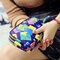 Women Waterproof Nylon Patchwork Three Zipper 5.5 inches Phone Bag Flower Clutch Bag Coin Purse - #17