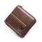Men Casual Genuine Leather Multi-Card Card Holder Zipper Wallet - Coffee