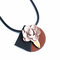 Sweet Trendy Necklace Leather Flower Brooch Necklace - White
