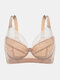 Plus Size Push Up Lightly Lined Minimizer Lace Cotton Lining Bras - Nude