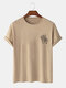 100% Cotton Mens Gesture Print Short Sleeve T-Shirt - Khaki
