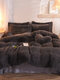 4Pcs AB Sided Plain Color Crystal Velvet Comfy Bedding Duvet Cover Set Pillowcase Adults Bed Duvet Set - Dark Gray