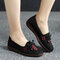 Women Stitching Breathable Slip On Retro Casual Cloth Shoes - Black