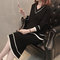Early New V-neck Sweater Long Bag Hip Dress Female Two-piece Temperament Slim Suit Skirt - Black