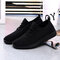 Women Mesh Solid Color Lightweight Sport Casual Shoes - Black