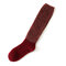 5 Colors Women's Stockings Thickening Stripe Solid Socks Long Boot Socks Knitting Leg Warmers - Wine Red