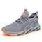 Men Lace-up Breathable Knitted Fabric Non Slip Outdoor Walking Shoes - Gray